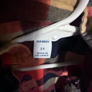 Old Navy Kids Plaid Button Down Shirt - Red and Blue